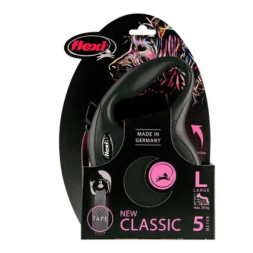 flexi New Classic popruh L 5m čierne do 50kg