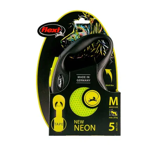 flexi New Neon popruh M 5m žltá do 25kg