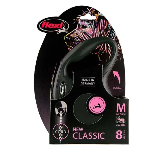 flexi New Classic lanko M 8m do 20kg čierne