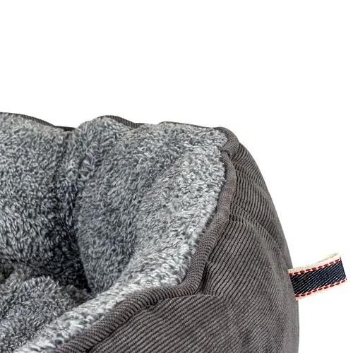 DUVO+ Menčestrový oválny pelech pre psov M 61x51x22cm popolavo-čierny/sivý