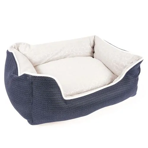 DUVO+ Komfortný obdĺžnikový pelech pre psov M - 85x70x22cm - modrý/sivý