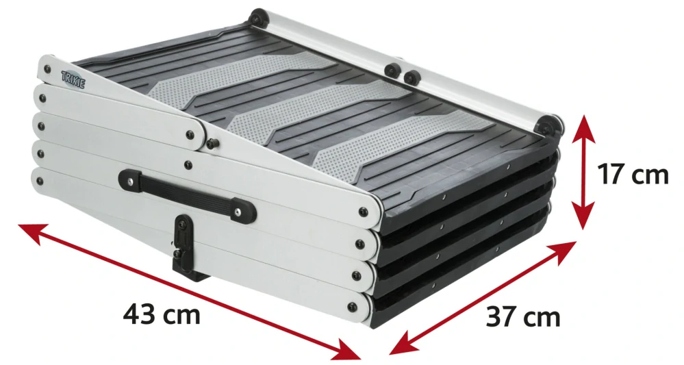 Skladacie schody, 4 stupňové, hliník/TPR, 37cm šírka, do 70cm výška, max 160cm, do 75kg