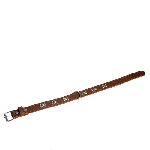 COBBYS PET Obojok z originálnej kože zdobený kostičkami 50cm/25mm hnedý