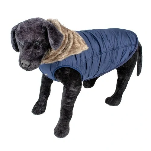 DUVO+ zimná bunda s kapucňou pre psov L 60cm modrá