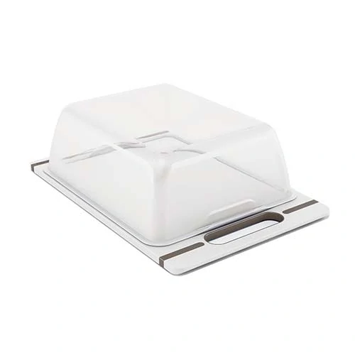 STEFANPLAST \"Italian Chef Top Line\" -Doska na krájanie s krytom L  24 x 22cm, výška 10,5cm -biela/sivá