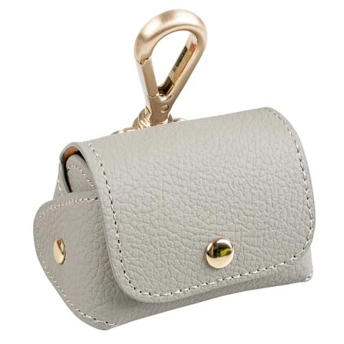 DUVO+ Kožený zásobník na sáčky vrátane 15 sáčkov - sivá  6,5x8,5x9cm