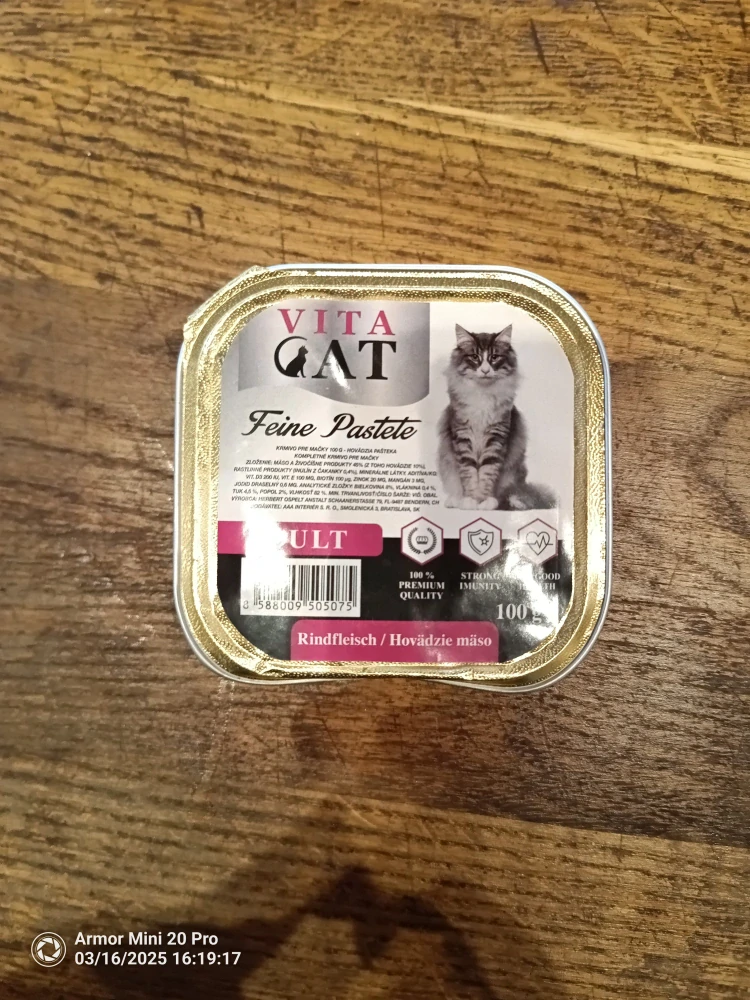 Paštéta pre mačky hovädzia 100g