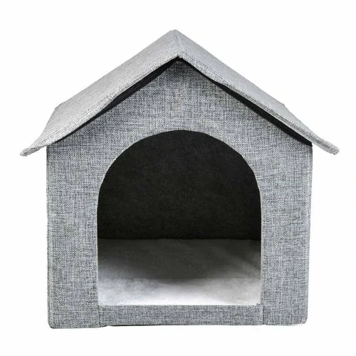 DUVO+ Sivý skladací textilný domček pre mačky a malé psy 43,5x38,5x41cm