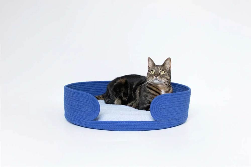 COOCKOO Lazy Lounge Pohodlný košík pre mačky 55x55x12cm modrý