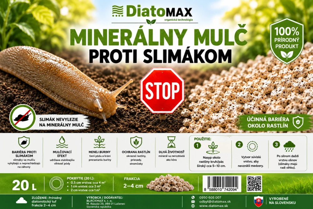 DIATOMAX™ – minerálny diatomický mulč proti slimákom (20 L)