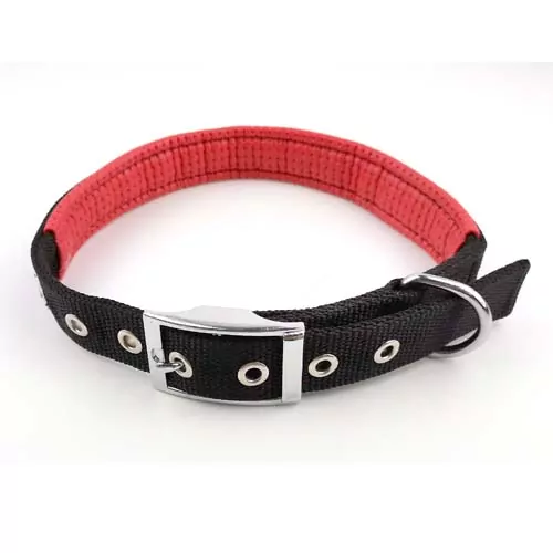 COBBYS PET Obojok dvojitý textilný čierny polstrovaný červeným neoprénom 65cm/25mm