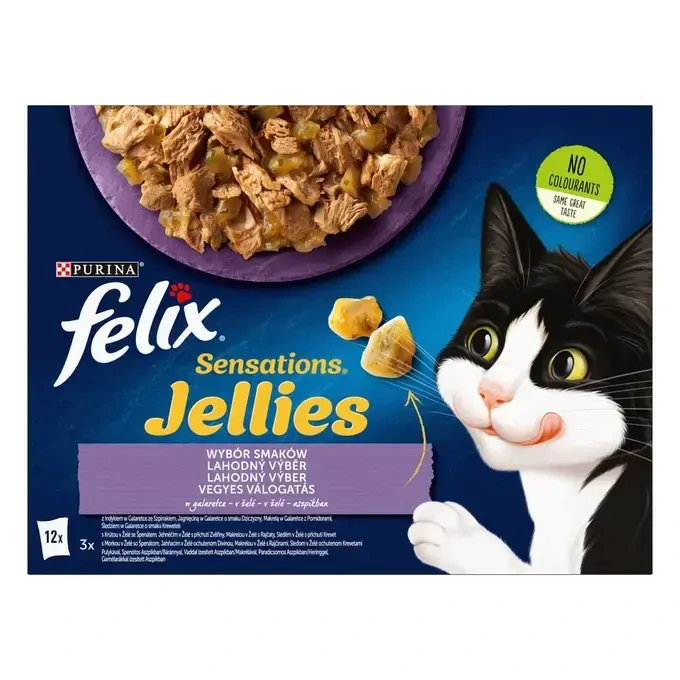 FELIX Sensations Jellies kapsička 12x85g jahňa, makrela, treska, morka v lahodnom želé