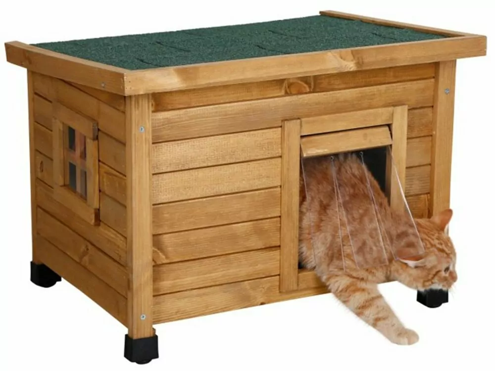 Drevená búda pre mačky KERBL RUSTICA 57 x 45 x 43 cm