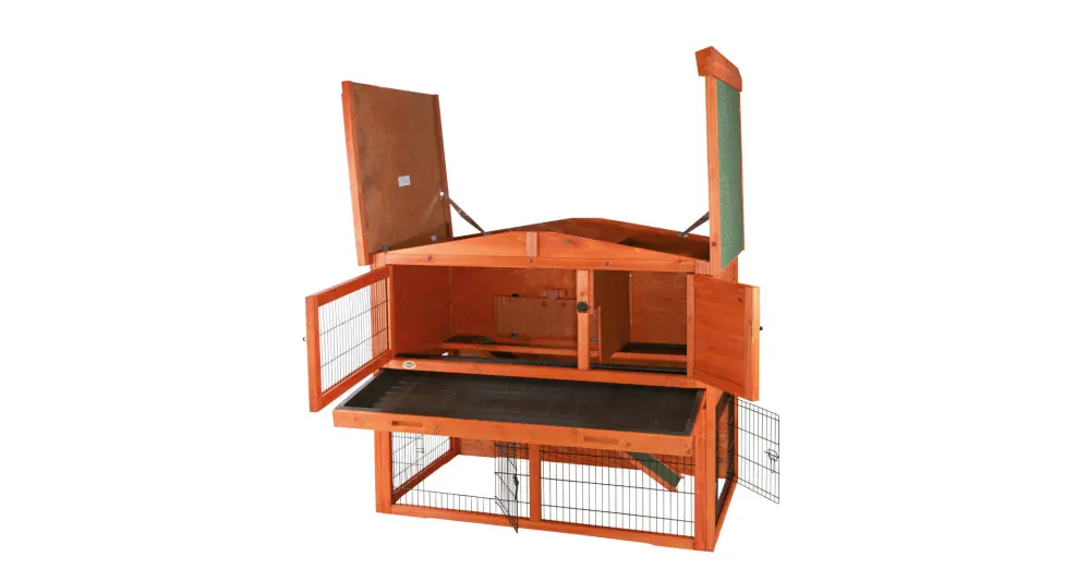 NATURA mega králikáreň s výbehom, 124 x 102 x 78 cm, hnedá