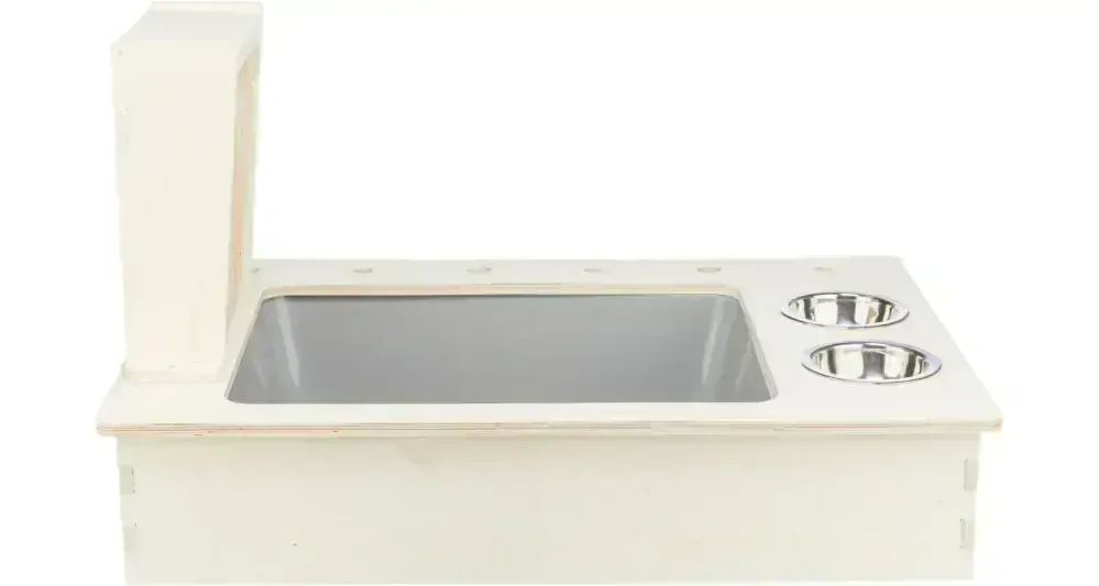 Kŕmna stanica - bar + misky, jasličky - 70 x 41 x 47 cm, drevo/nerez/plast