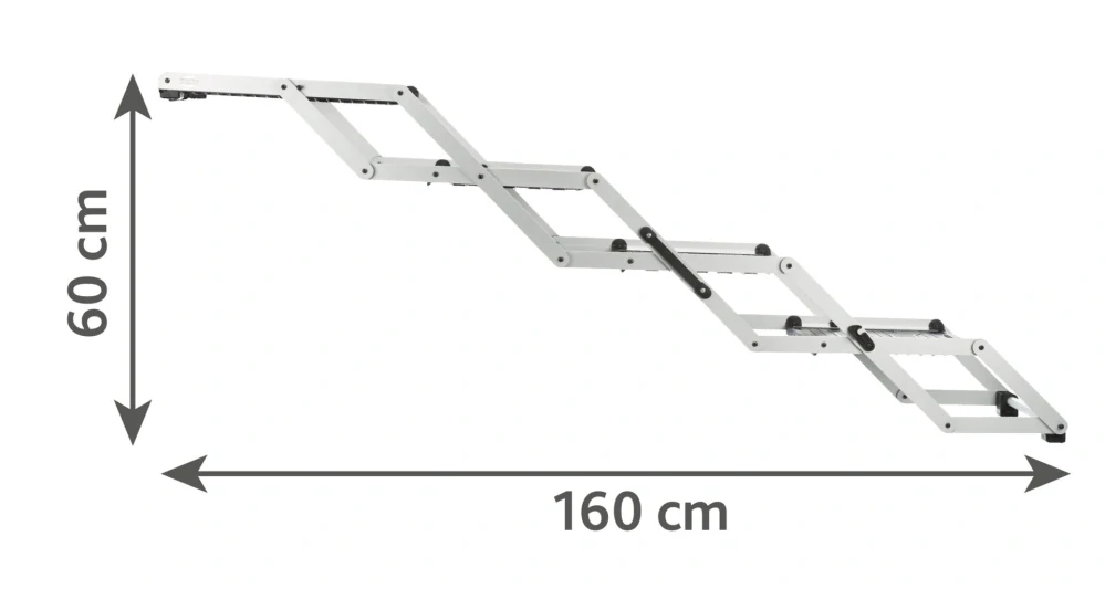 Skladacie schody, 4 stupňové, hliník/TPR, 37cm šírka, do 70cm výška, max 160cm, do 75kg