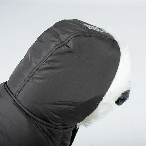 DUVO+ zimná bunda s kapucňou pre psov L 60cm čierna
