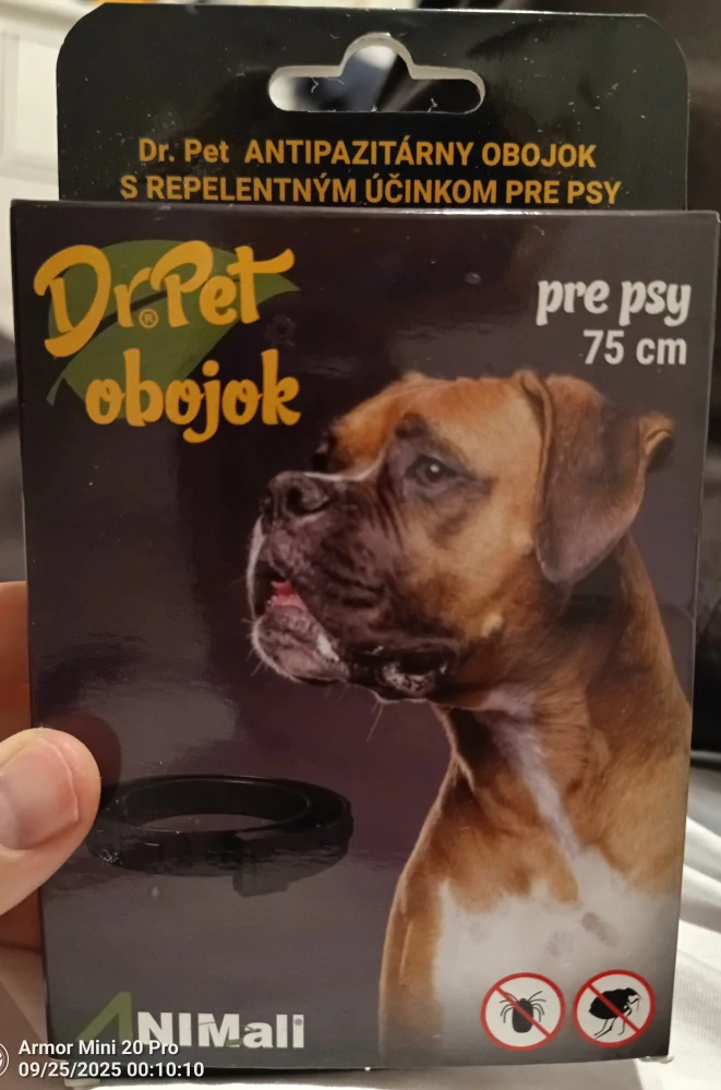 Obojok Dr.Pet pre psov 75 cm antiparazitárny biely