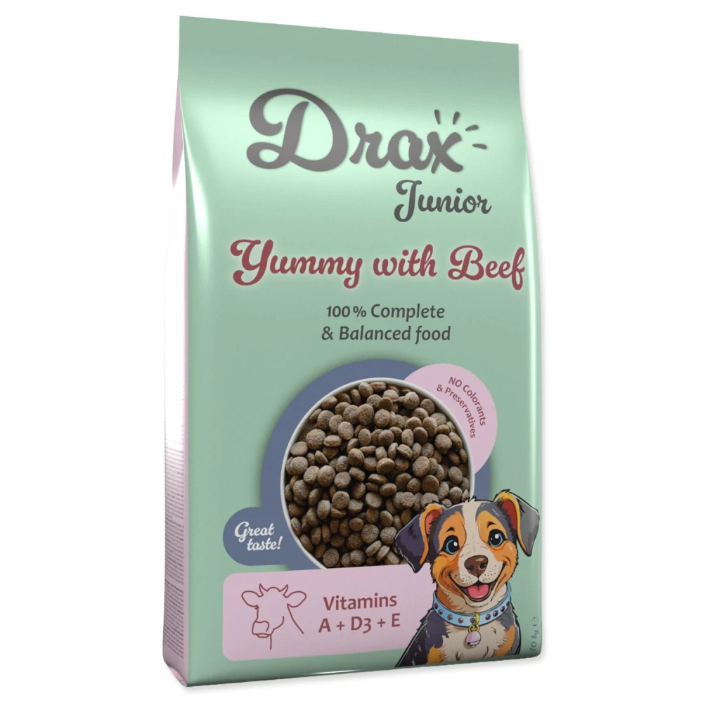 Krmivo Drax Junior s hovädzím mäsom 10kg