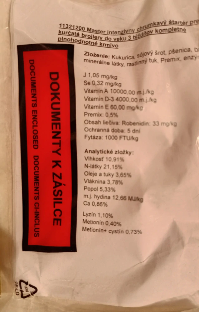 Chrumkavý štartér pre kurčatá brojlery do veku 3 týždňov kompletné plnohodnotné krmivo 10kg