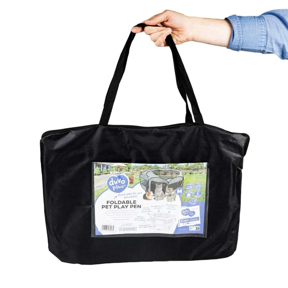 DUVO+ Skladacia ohrádka pre domáce zvieratá M-85x35x45cm sivá