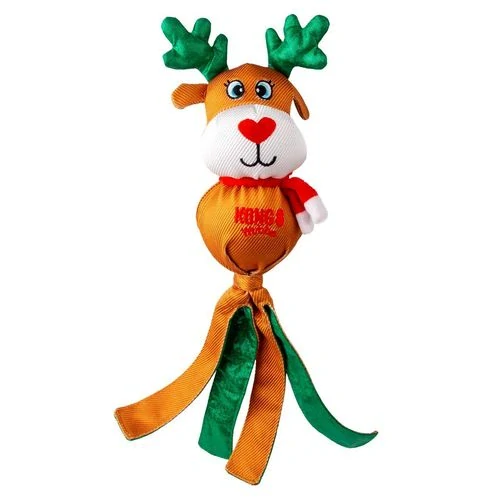 KONG Holiday Wubba vianočná pískacia hračka na ťahanie a aportovanie L 7,5x9,5x33cm rôzne druhy