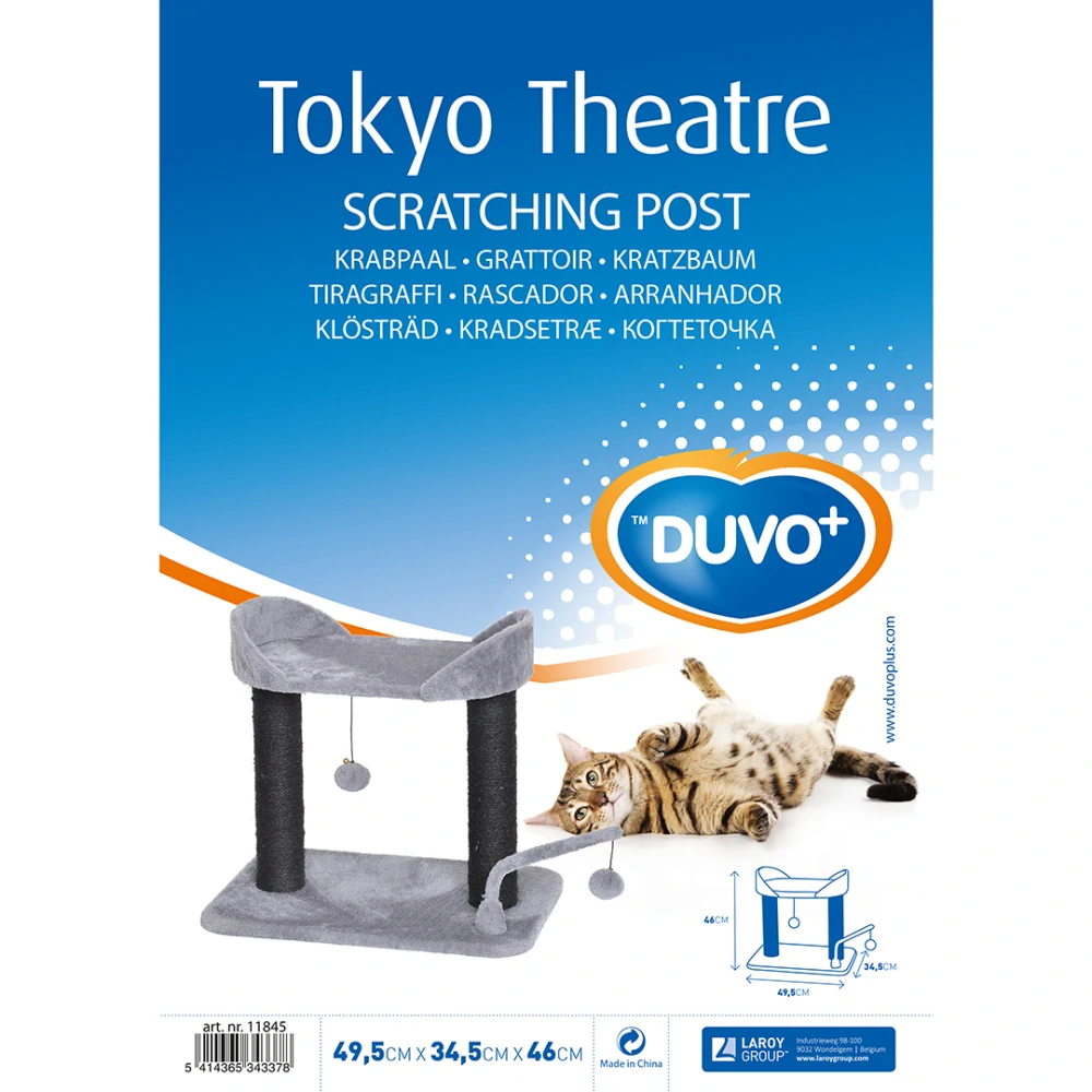 DUVO+ Škrabací strom pre mačky Tokyo Theatre 49,5x34,5x46cm sivý