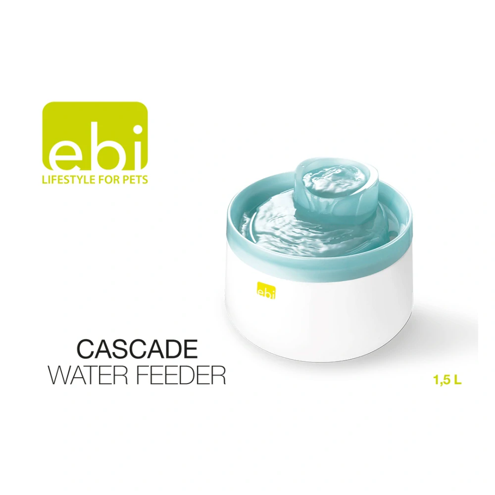EBI Cascade Pitná fontána s nepretržitou cirkuláciou vody 1,5l 22x22x15cm modrá