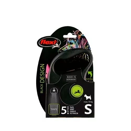 flexi Black Design S popruh 5m ružová do 15kg