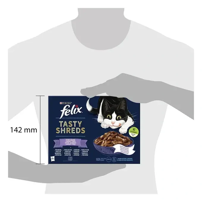 FELIX TASTY SHREDS Multipack 12x80g hovädzie/ kura/ losos/ tuniak v šťave