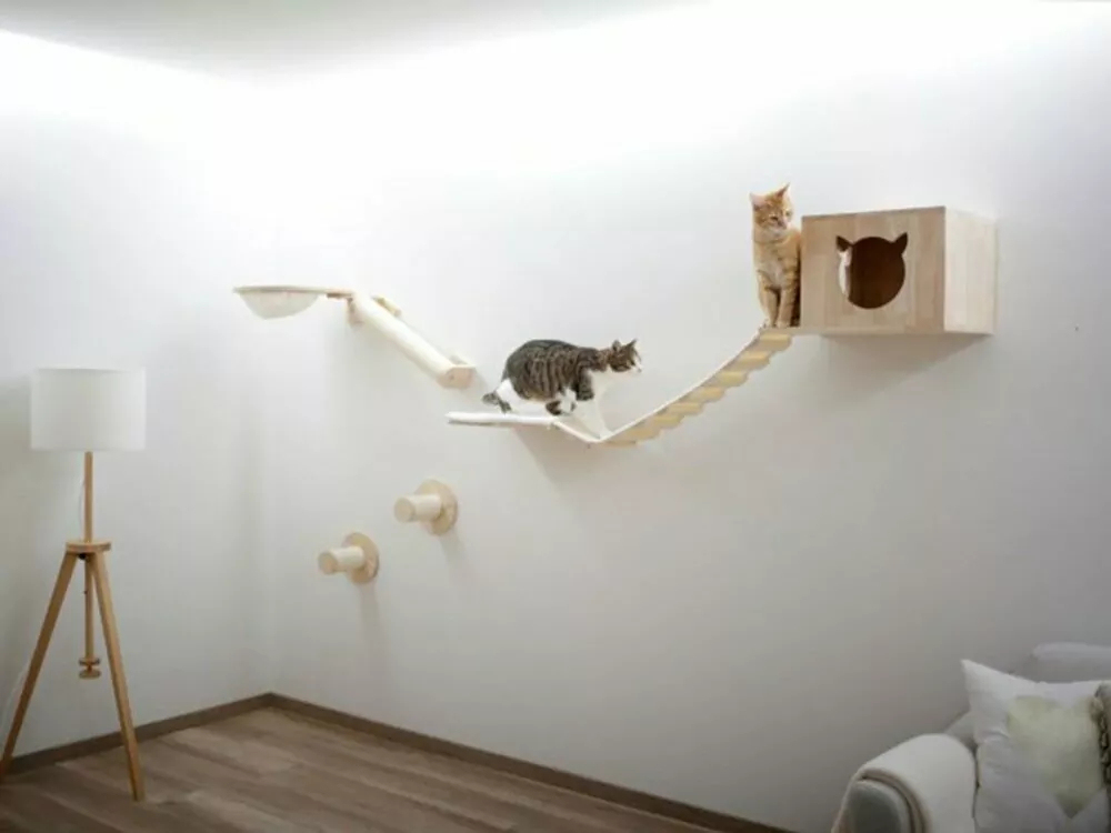 Škrabadlo pre mačky KERBL ANDEN, súprava nástenných poschodí 8 ks