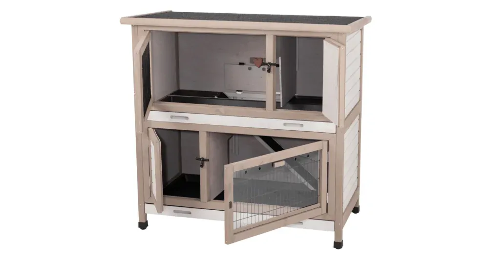 NATURA králikáreň s tepelnou izoláciou, 2 poschodia, 116 x 113 x 65 cm, sivá