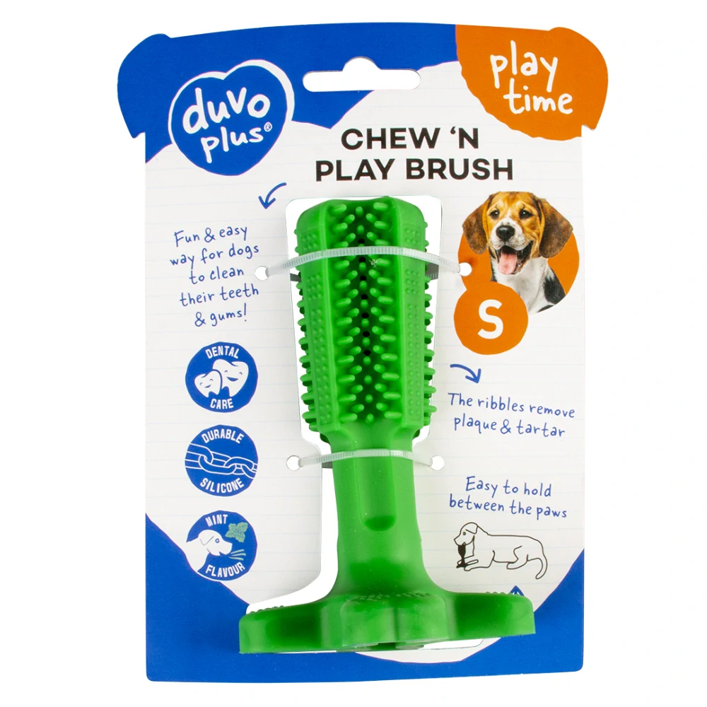 Hračka DUVO+ zubná kefka Chew`n play zelená M 14,5 x 9 x 9 cm
