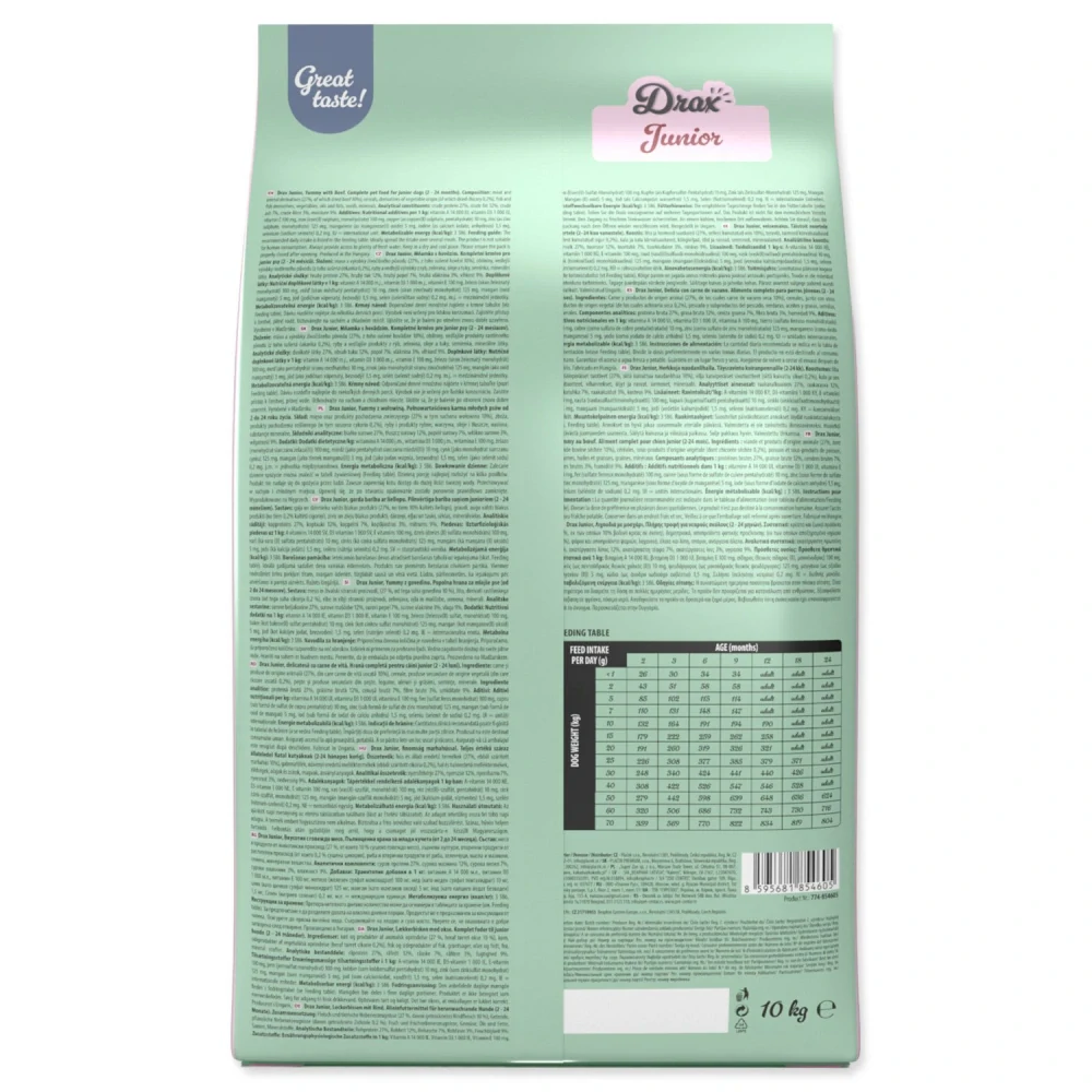 Krmivo Drax Junior s hovädzím mäsom 10kg