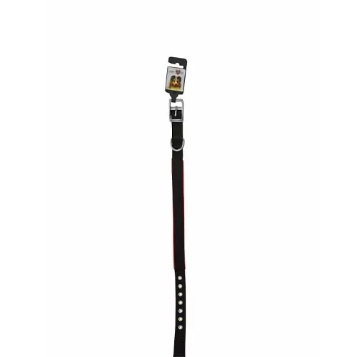 COBBYS PET Obojok dvojitý textilný čierny polstrovaný červeným neoprénom 65cm/25mm