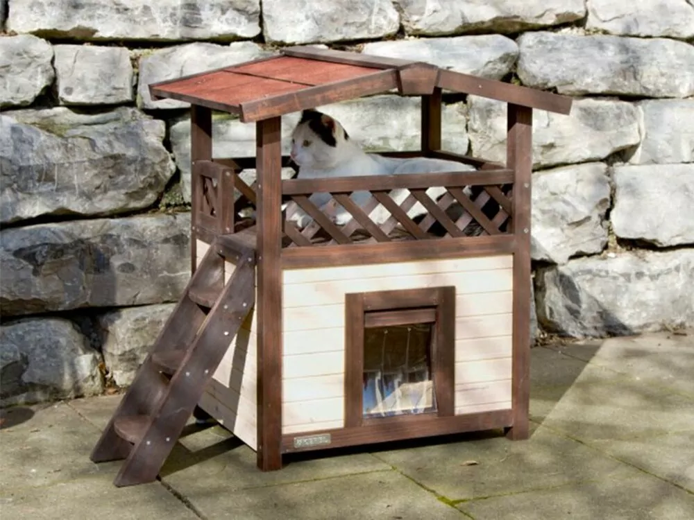 Zateplená búda pre mačky KERBL 4-SEASON DELUXE 88x57x77cm