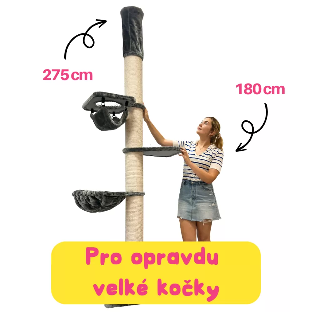 Elwing XXL Škrabadlo do stropu 57*57*250-275cm šedá