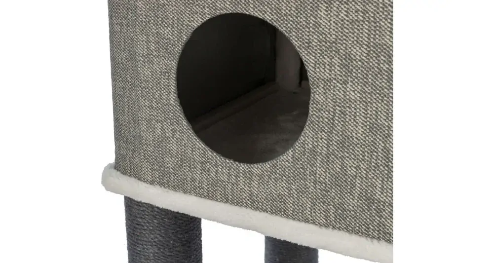 Škrabadlo ALMIRA, 2 jaskyne, odpočívadlo, 128 cm, sivá