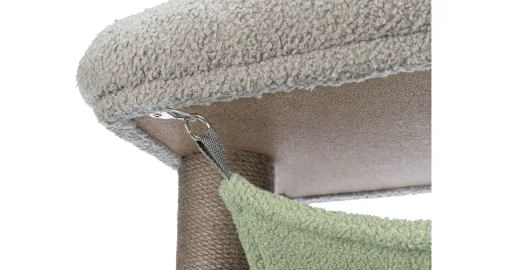 JUNIOR škrabadlo LUNITO, 2 poschodia, jaskyňa, hammock, 71 cm, šedá/mätová