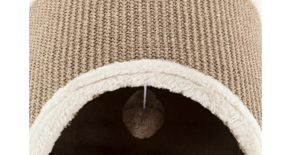 Plyšový škrabací tunel pre mačky 110x30x38 cm -sv.šedý/hnedý