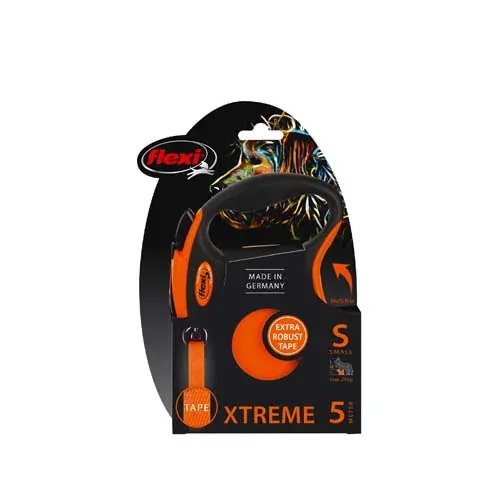 flexi Xtreme S popruh 5m, oranžová do 20kg s pružným Soft-Stop pásikom