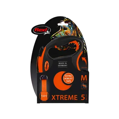 flexi Xtreme M popruh 5m, oranžová do 35kg s pružným Soft-Stop pásikom