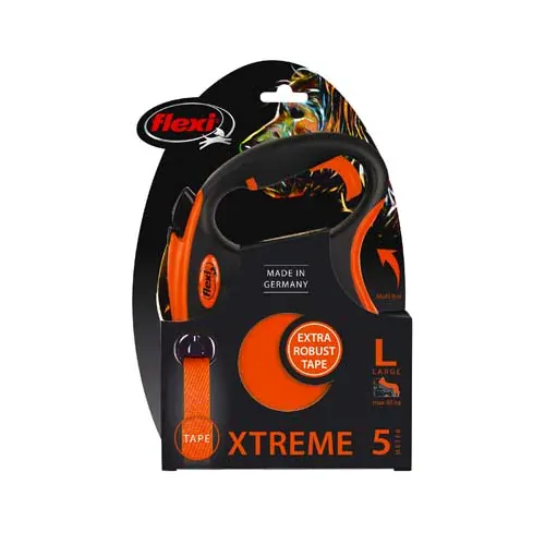 flexi Xtreme L popruh 5m, oranžová do 65kg s pružným Soft-Stop pásikom