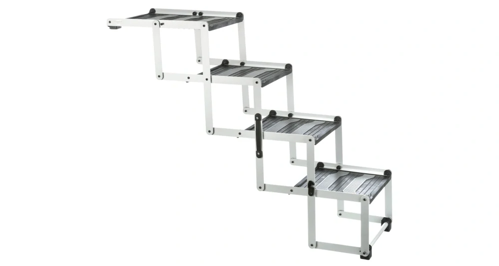 Skladacie schody, 4 stupňové, hliník/TPR, 37cm šírka, do 70cm výška, max 160cm, do 75kg