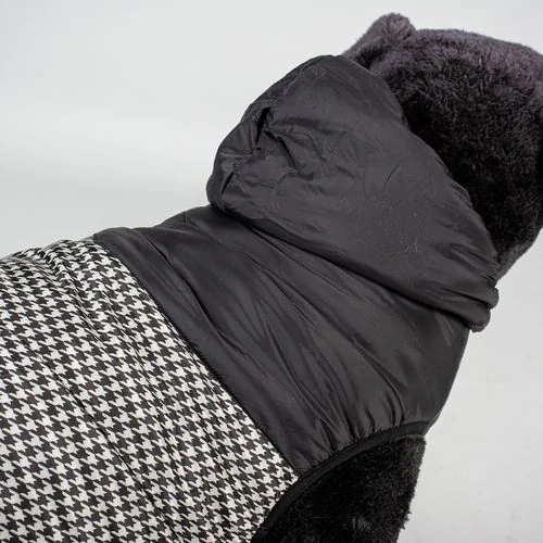 DUVO+ zimná bunda s kapucňou pre psov L 60cm pepita
