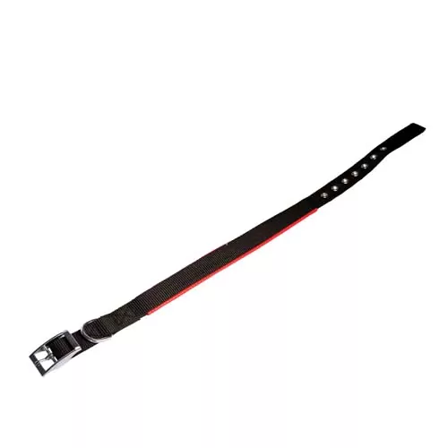 COBBYS PET Obojok dvojitý textilný čierny polstrovaný červeným neoprénom 65cm/25mm