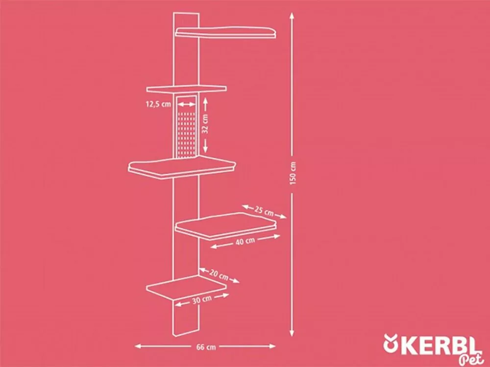 Škrabadlo pre mačky KERBL TIMBER - mačacie strom na stenu 150 cm