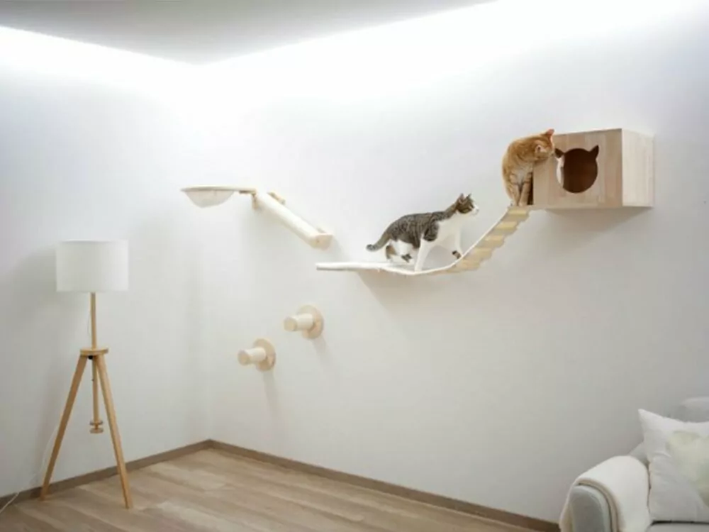 Škrabadlo pre mačky KERBL ANDEN, súprava nástenných poschodí 8 ks