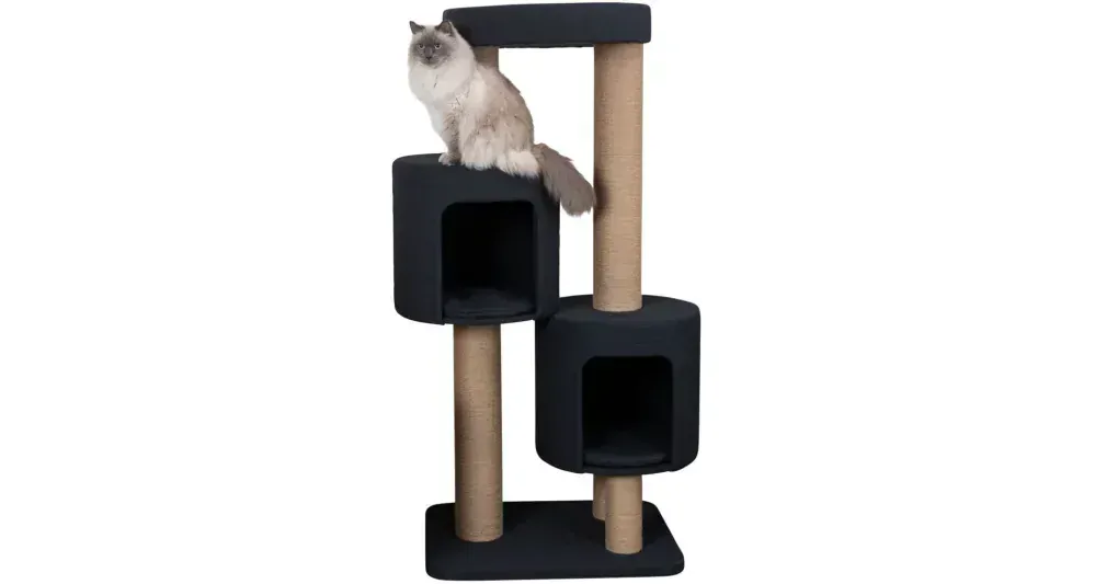 XXL škrabadlo TEITES, 148 cm, 2 iglu, robustné stĺpiky, čierna