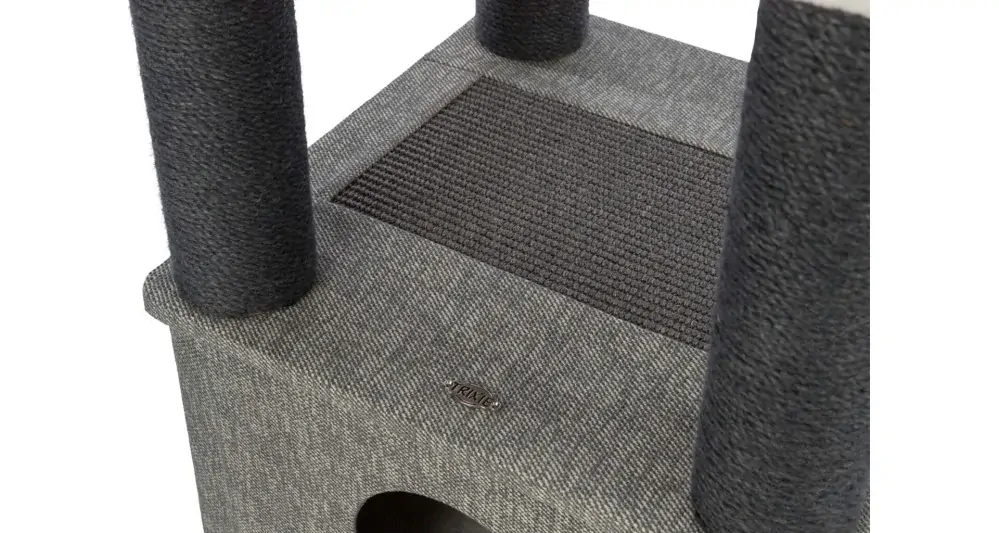 Škrabadlo ALMIRA, 2 jaskyne, odpočívadlo, 128 cm, sivá